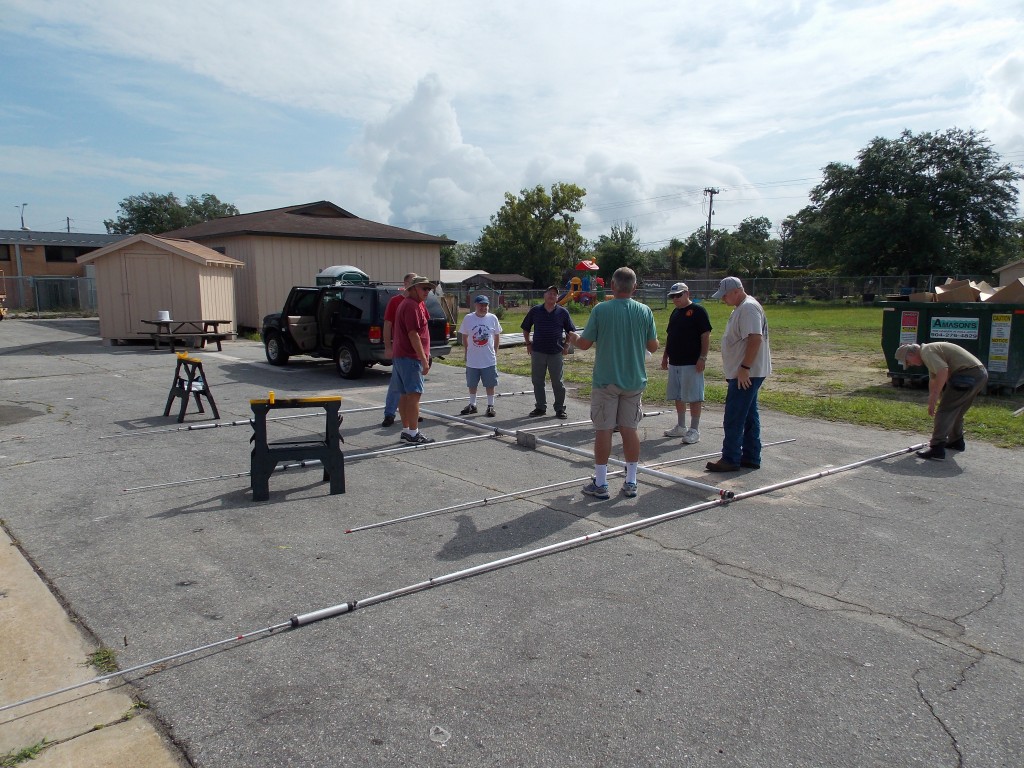 OPARC & CARES Members prep antennas for Field Day